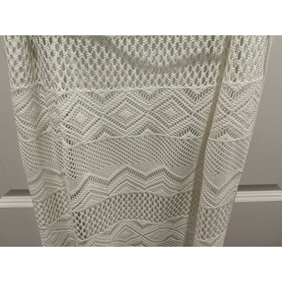 Sandra Darren Maxi Dress See Measurements Off White Beaded Neck Line Lace Lined - Picture 4 of 14